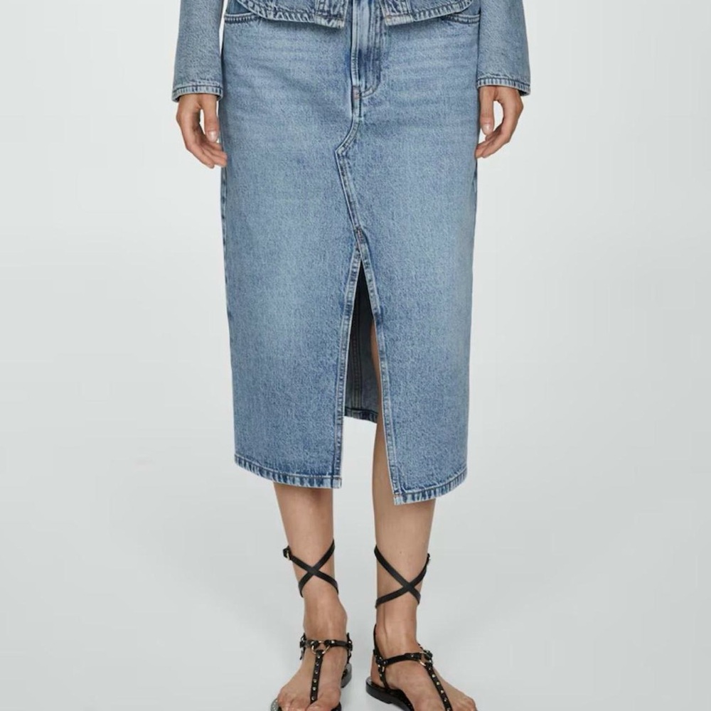 Mango Denim Midi Skirt
